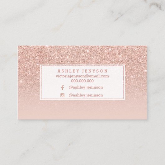 眉毛のエレガントなタイポグラフィの赤面のばら色の金ゴールド2 名刺 (裏面)