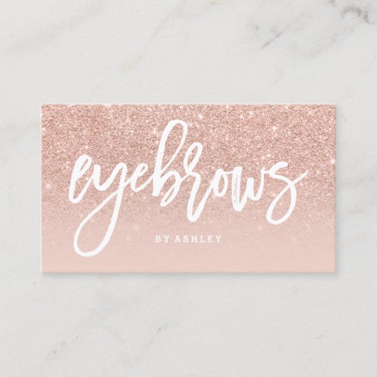 眉毛のエレガントなタイポグラフィの赤面のばら色の金ゴールド2 名刺 (正面)