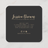 眉毛のラッシュラグジュアリーシック金ゴールドグリッター エレガント スクエア名刺 (裏面)