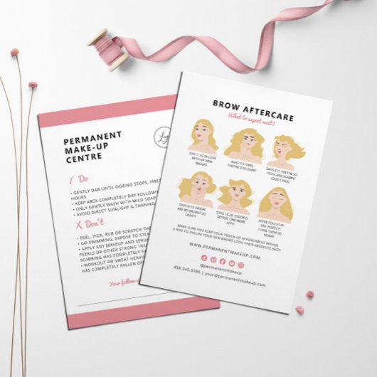 眉毛の永久的なメイクアフターケアの指示 名刺