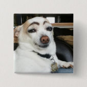 眉毛の犬のミームピンボタン 缶バッジ (正面)