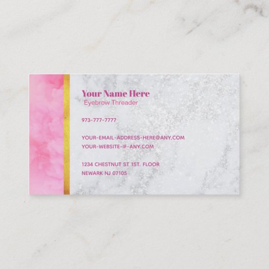 眉毛のThreaderのスローガンの名刺 名刺 (裏面)