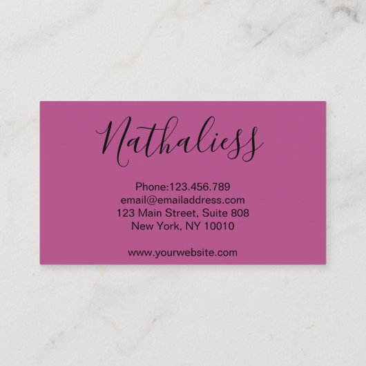 眉毛まつ毛デザインパープルエレガンス 名刺 (裏面)