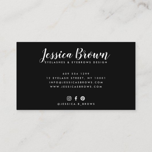 眉毛まばたきバラ金ゴールドグリッター名グラムブラック 名刺 (裏面)