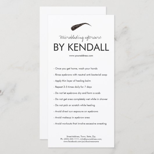 眉毛アフターケアシンプルホワイトインストラクション サンキューカード (正面/裏面)
