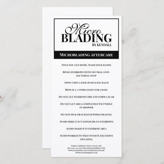 眉毛アフターケアシンプル白黒指示 サンキューカード (正面/裏面)