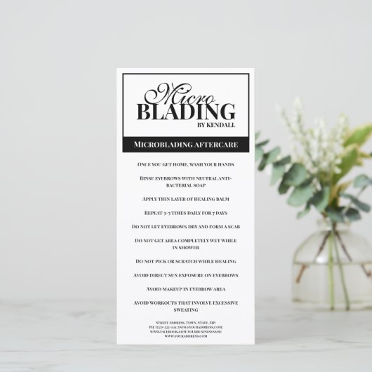 眉毛アフターケアシンプル白黒指示 サンキューカード (スタンド正面)