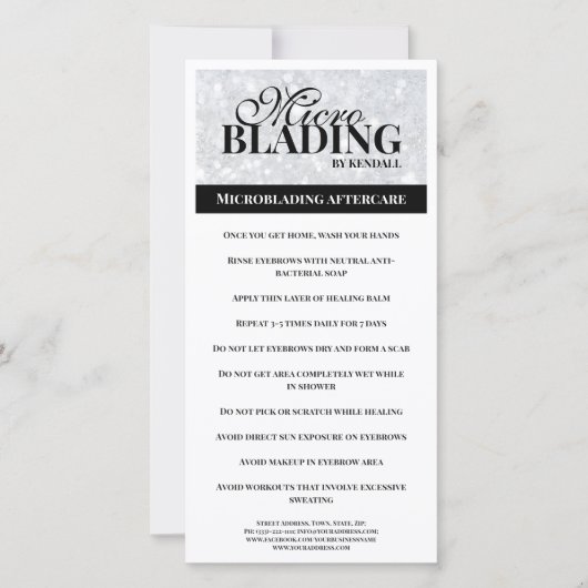 眉毛アフターケアシンプル黒銀色指導書 サンキューカード (正面)