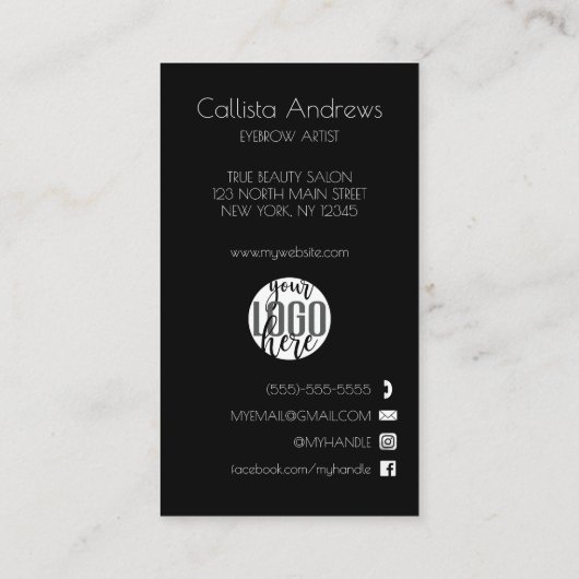 眉毛スタイリッシュエステティシャンアポイントメントチェックリスト 予約カード (裏面)