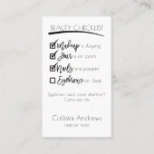 眉毛スタイリッシュエステティシャンアポイントメントチェックリスト 予約カード (正面)