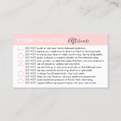 眉毛タトゥー アフターケアのアドバイスを避ける 名刺 (裏面)