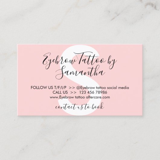 眉毛タトゥー アフターケアのアドバイスを避ける 名刺 (正面)