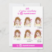 眉毛マイクロブラディングアフターケアの指示ピンク 招待状 (正面)