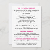 眉毛マイクロブラディングアフターケアの指示ピンク 招待状 (裏面)