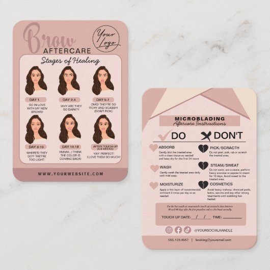 眉毛マイクロブラディングアフターケアの指示ブシン 名刺 (正面/裏面)