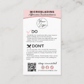 眉毛マイクロブラディングアフターケアの指示ブシン 名刺 (裏面)