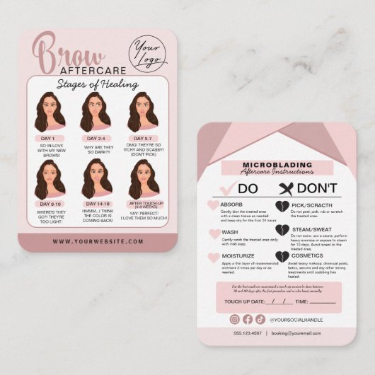 眉毛マイクロブラディングアフターケアの指示ブシン 名刺 (正面/裏面)