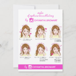 眉毛マイクロブラディングアフターケア指示ピンク 招待状