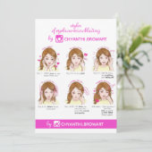 眉毛マイクロブラディングアフターケア指示ピンク 招待状 (スタンド正面)