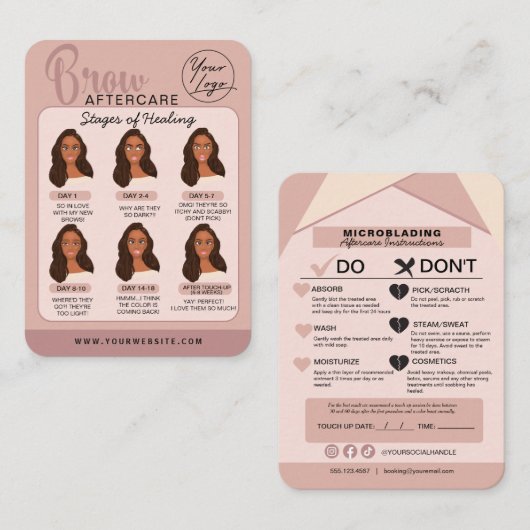 眉毛マイクロブラディングアフターケア説明書 名刺 (正面/裏面)