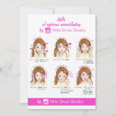 眉毛マイクロブレーディングアフターケアの説明 ピンキー 招待状 (正面)