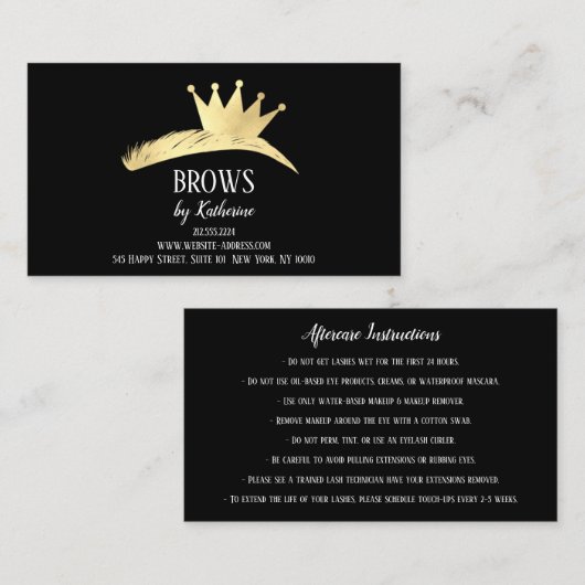 眉毛ミコブラディングアフターケア金ゴールドクラウン 名刺 (正面/裏面)