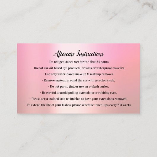 眉毛ミコルブレードロゴアフターケアクラウンピンクローズ 名刺 (裏面)