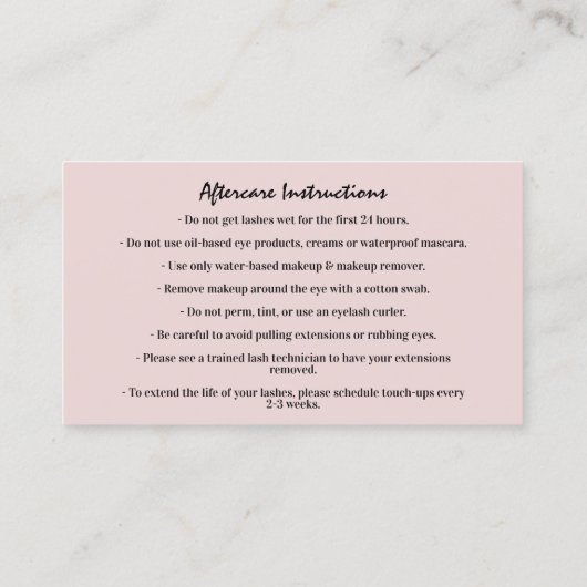 眉毛ミコーディングロゴアフターケアのインストゥルメント 名刺 (裏面)