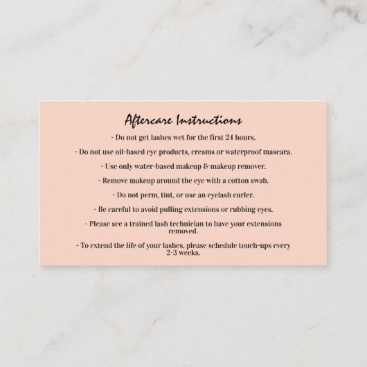 眉毛ミコーディングロゴアフターケアの指示 名刺 (裏面)