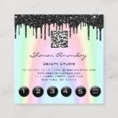 眉毛ラッシュブラックドリップ6パンチQRコードピンク スクエア名刺 (裏面)