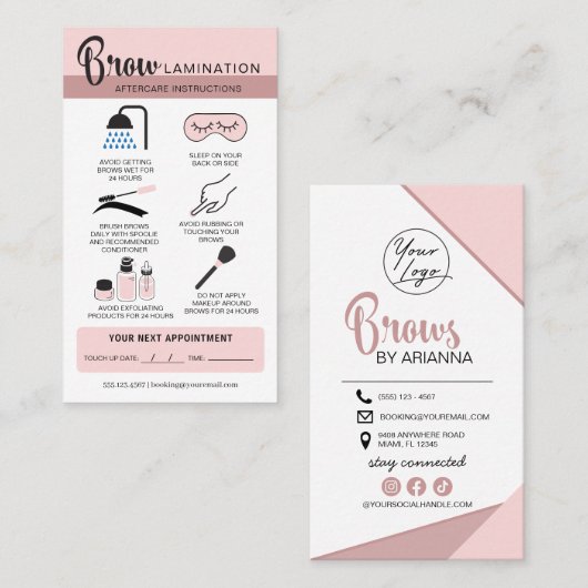 眉毛ラミネートアフターケアの指示 名刺 (正面/裏面)