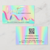 眉毛ロゴマイクロブレイディングホログラフQRレインボー 名刺 (正面/裏面)