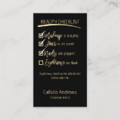 眉毛金ゴールドブラック美しいチェックリストBusiness Logo 予約カード (正面)