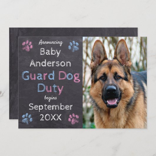看守犬の任務が妊娠の発表を開始 案内状 (正面/裏面)