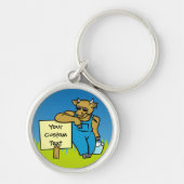 看板のある牛 キーホルダー (正面)