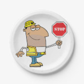 看板を持ったストップ人 ペーパープレート (正面)