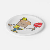 看板を持ったストップ人 ペーパープレート (アングル)