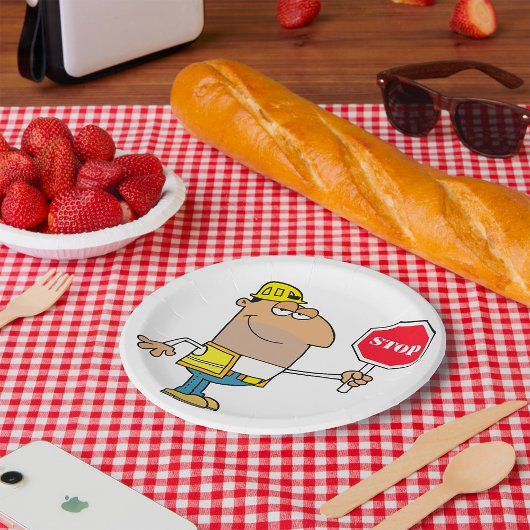 看板を持ったストップ人 ペーパープレート