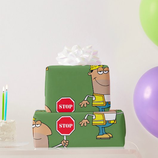 看板を持ったストップ人 ラッピングペーパー