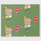 看板を持ったストップ人 ラッピングペーパー (フラット)