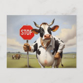 看板を持つストップ牛 ポストカード (正面)