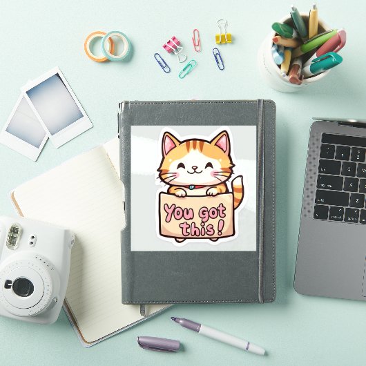 看板を持つネコ シール (iPadカバー)