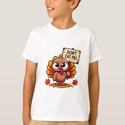 看板を持つ怒った七面鳥 - 私を食べないで!サンクスギビング Tシャツ (正面)