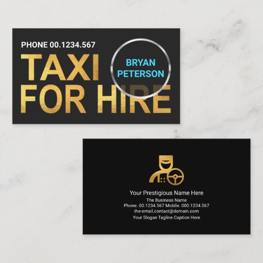 看板を雇うためにカバーカラー金ゴールドタクシーを選択 名刺 (正面/裏面)