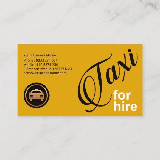 看板スタイリッシュイエロータクシー運転手用タクシー 名刺 (裏面)