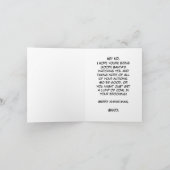 看板メッセージを掲げるかわいいサパーソナライズされたンタ サンキューカード (内部)