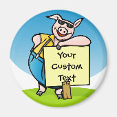 看板付き豚 マグネット (正面)