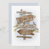 看板結婚に水彩画あり素朴 招待状 (正面/裏面)