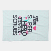 看護おもしろいスーパーヒーローことわざタイポグラフィ キッチンタオル (横)