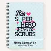 看護おもしろいスーパーヒーローことわざタイポグラフィ ノートブック (正面)